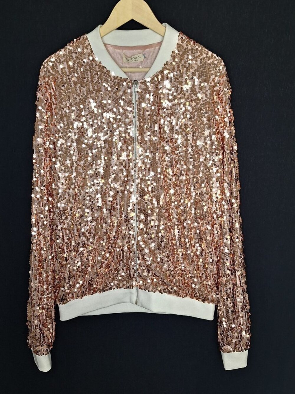 NWT Anna Kaci Full Sequined Zipper Jacket Size XL/2X Fun Outfit Disco Glam